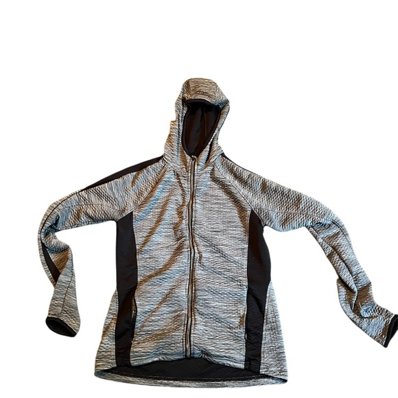 Athleta Heathered Gray and Black Zip-Up Jacket - Picture 1 of 5